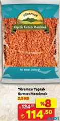 YÖREMCE YAPRAK KIRMIZI MERCİMEK 2,5 KG fiyat ve kampanya bilgisi